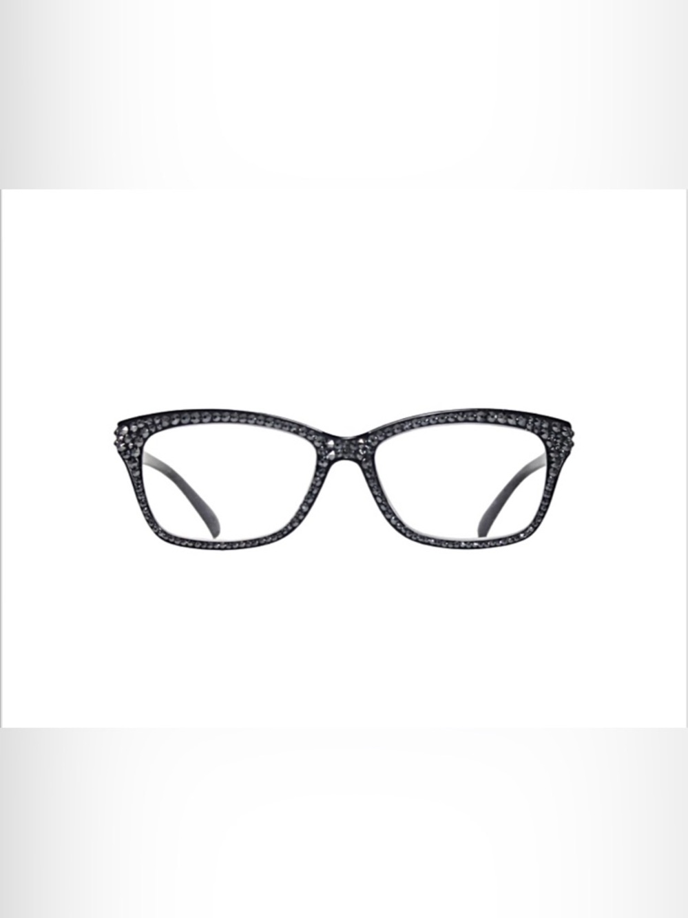 Jimmy Crystal New York Black Crystal Rectangular Frame Reading Glasses